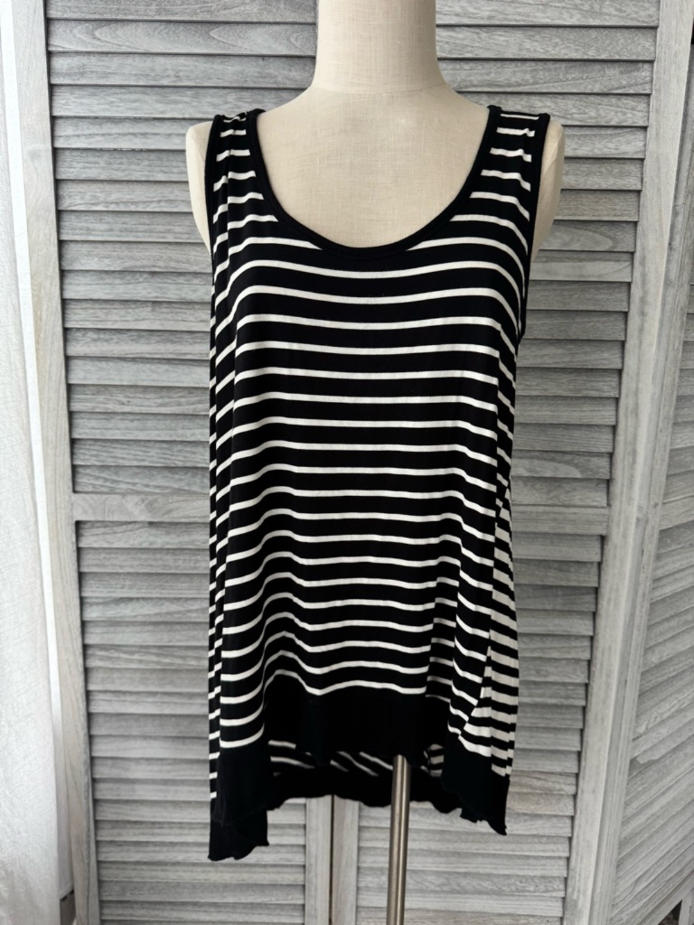 White House Black Market Black and White Striped Tank Top